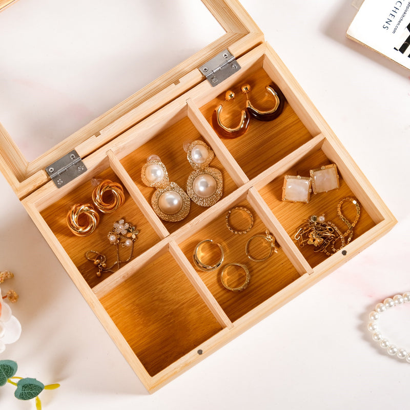 Multipurpose Wooden Storage Box With Compartments
