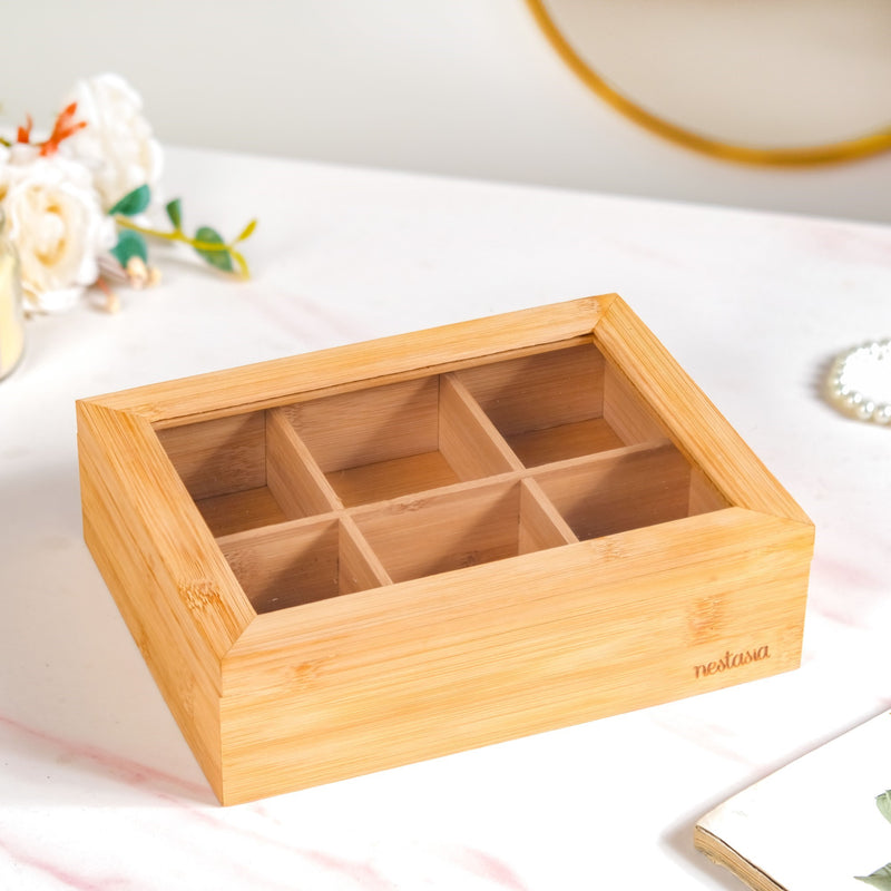 Multipurpose Wooden Storage Box With Compartments