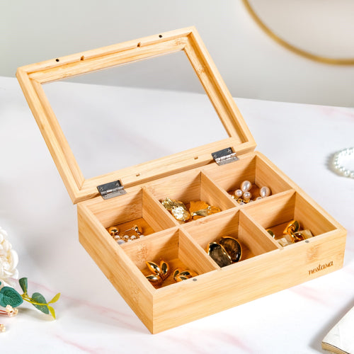 Multipurpose Wooden Storage Box With Compartments