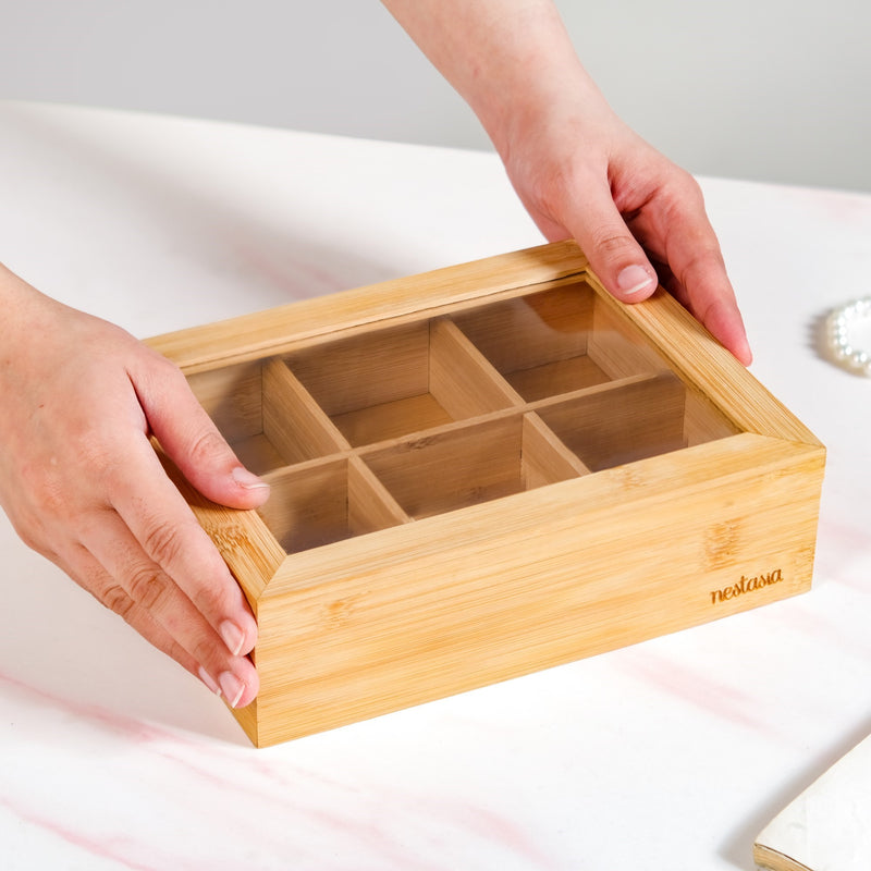 Multipurpose Wooden Storage Box With Compartments