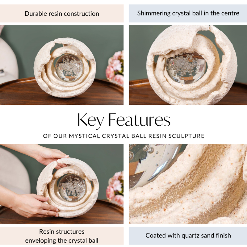 Mystical Crystal Ball Resin Sculpture