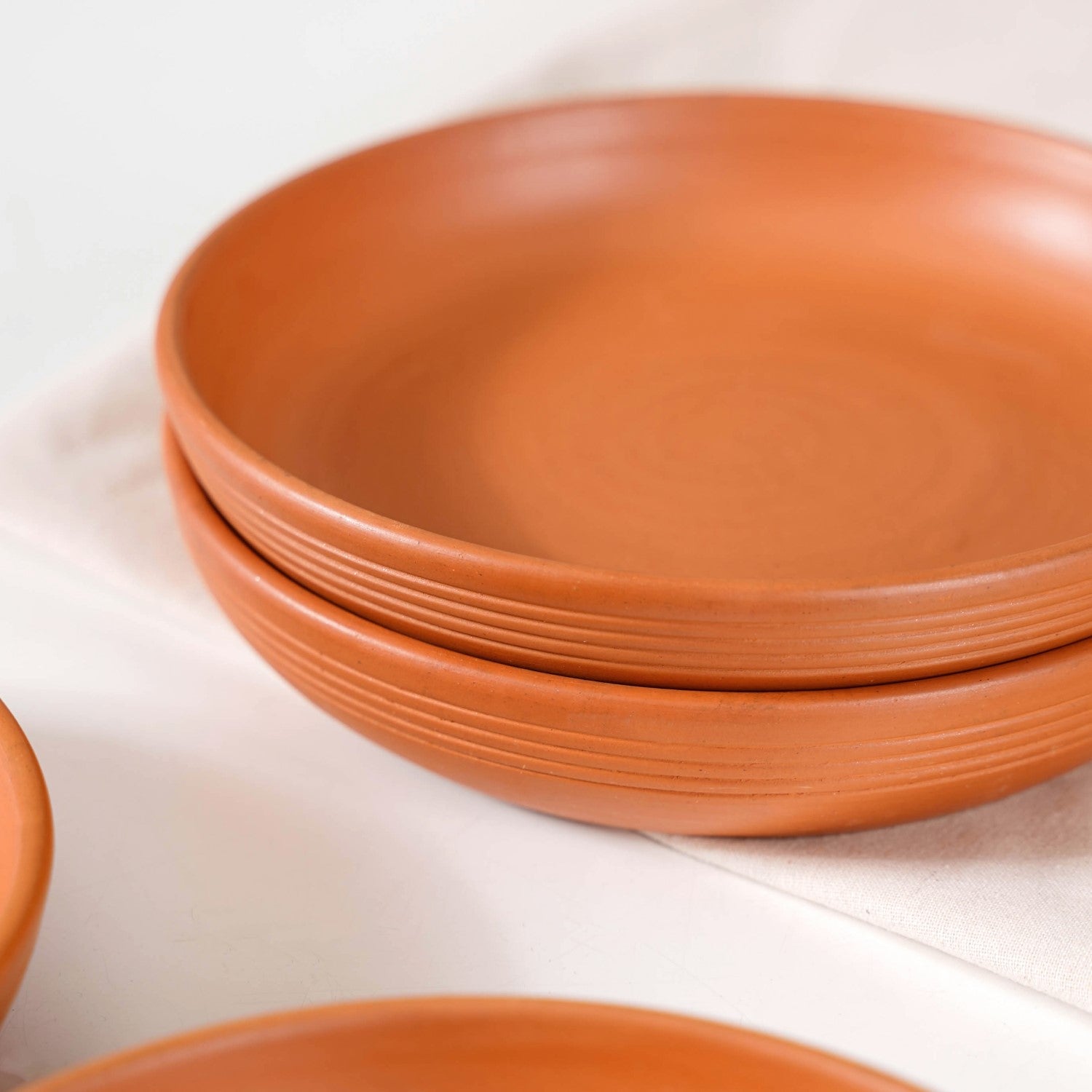 Set Of 4 Earthen Terracotta Snack Plates Online - Premium Snack