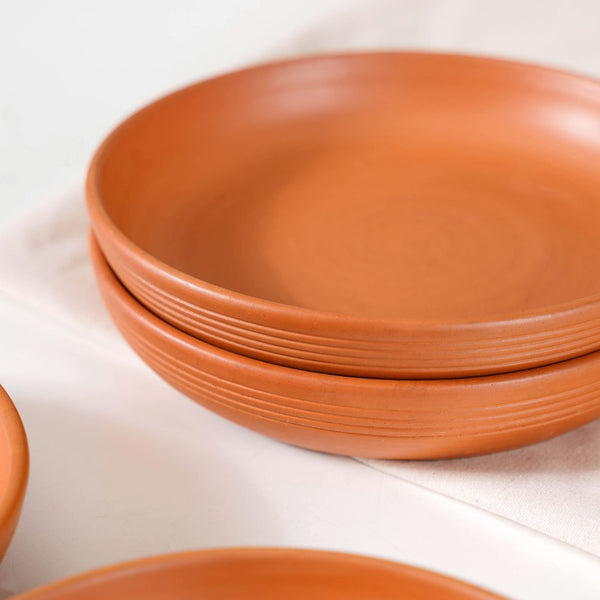 Set Of 4 Earthen Terracotta Snack Plates 7 Inch