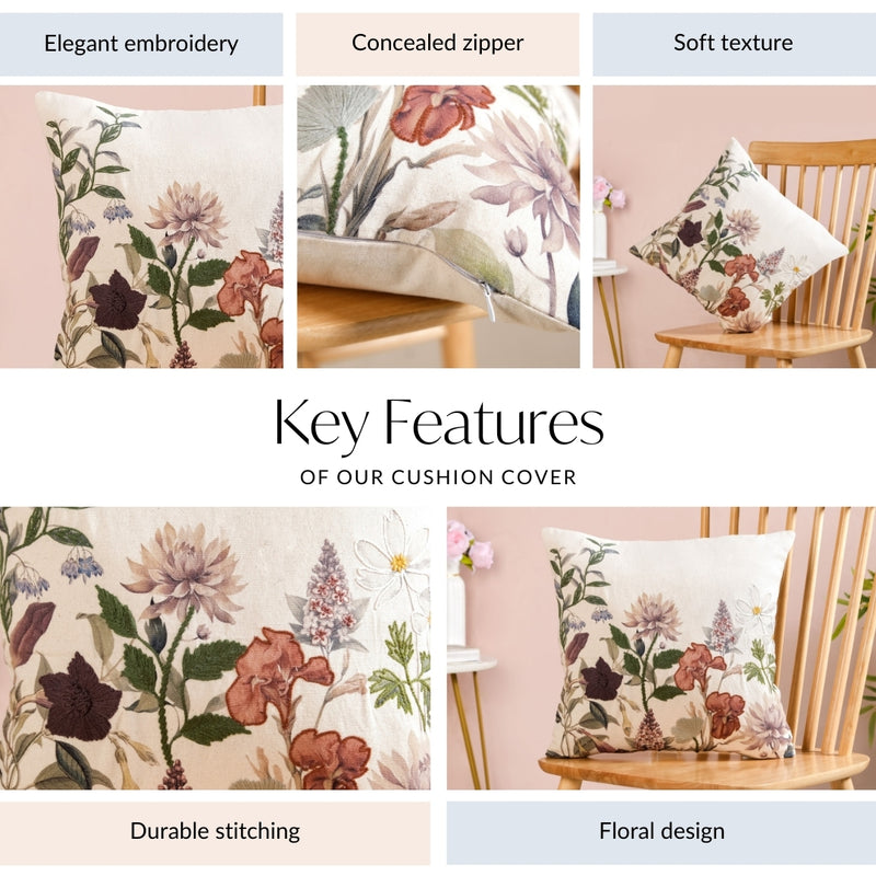 Nature Bloom Cotton Slub Cushion Cover