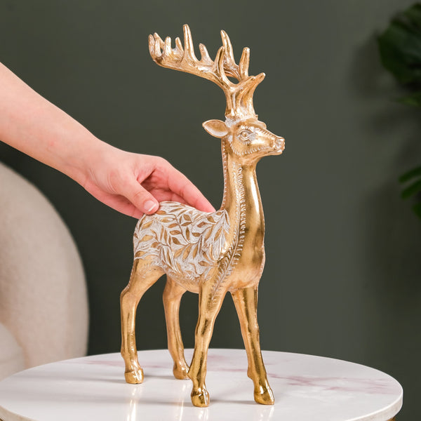 Majestic Gold Deer Showpiece For Home Decor