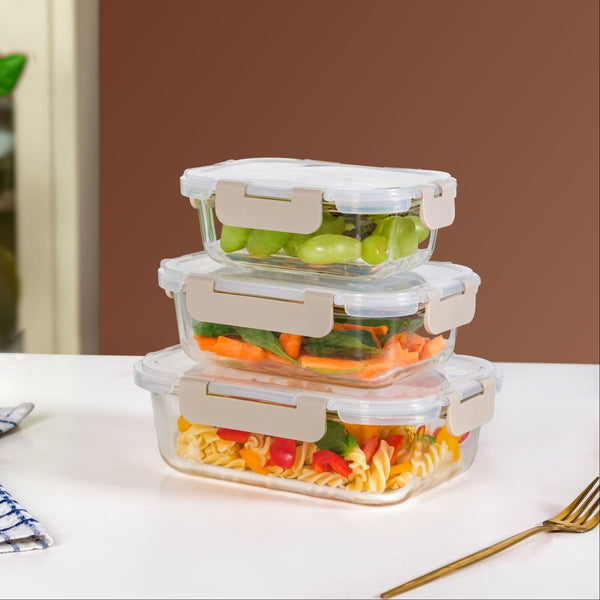 Nestro Lunch Box For Office Set Of 3 Beige