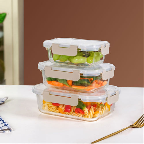 Nestro Lunch Box For Office Set Of 3 Beige