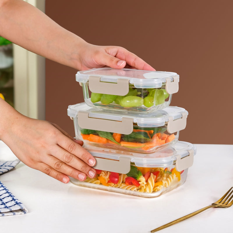 Nestro Lunch Box For Office Set Of 3 Beige