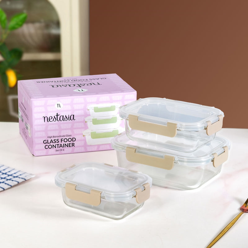 Nestro Lunch Box For Office Set Of 3 Beige