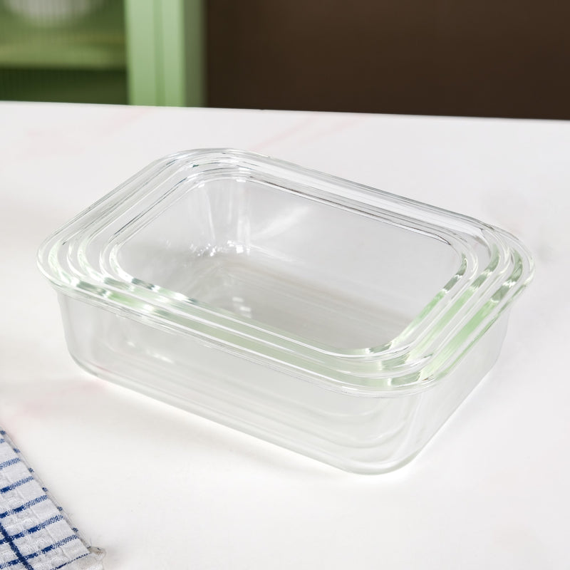 Nestro Leakproof Rectangular Food Storage Box Set Of 3 Beige