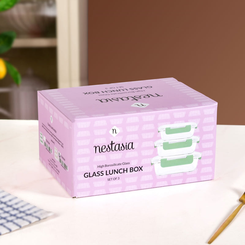 Nestro Leakproof Rectangular Food Storage Box Set Of 3 Beige