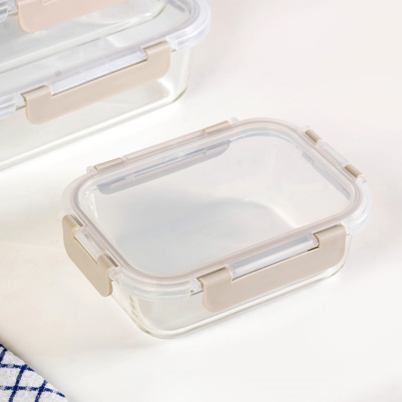 Nestro Microwave Safe Stackable Food Storage Box Set Of 4 Beige