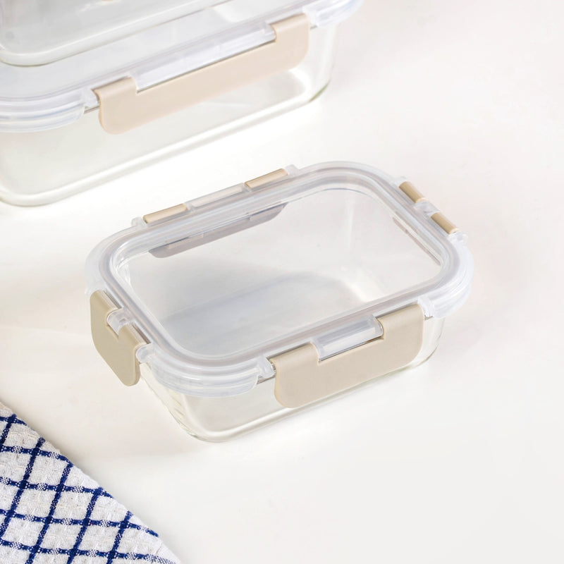 Nestro Microwave Safe Stackable Food Storage Box Set Of 4 Beige