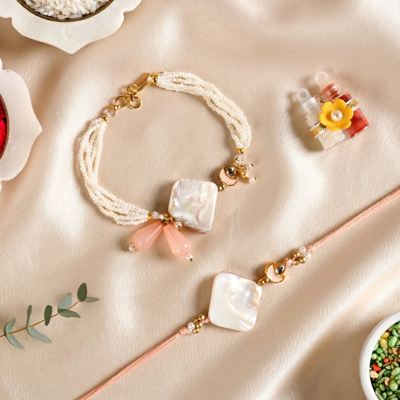 Pearl Tide Rakhi And Bracelet Gift Set