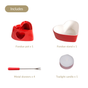 Heart Shaped Fondue Set Red