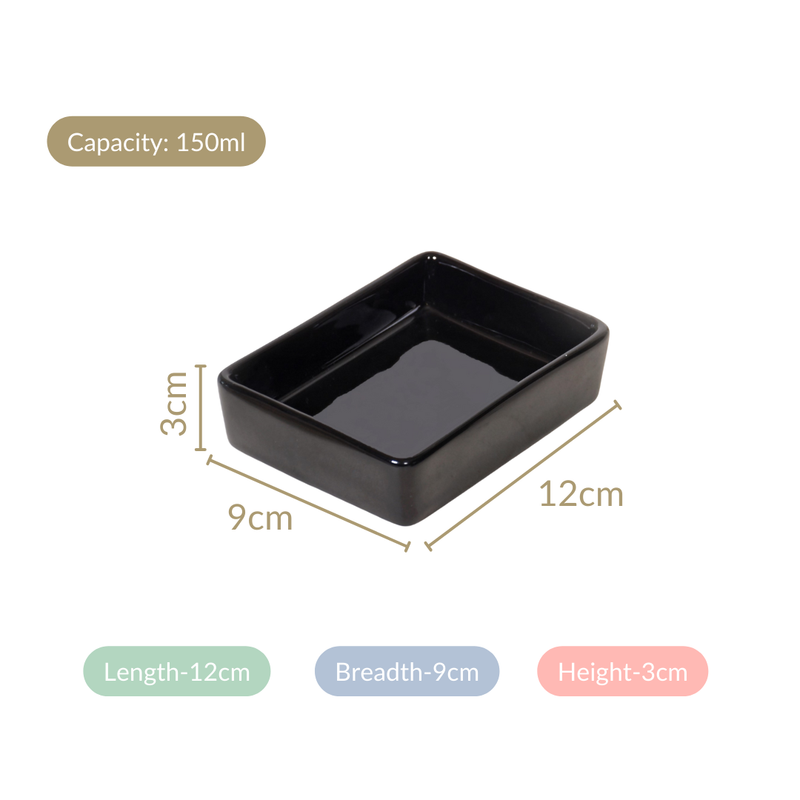 Shallow Rectangular Ceramic Dessert Dish Set Of 6 Black - Dessert dishes, dessert plates, dessert plates set