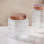 Set Of 4 Basket Weave Textured Glass Jars 1600ml