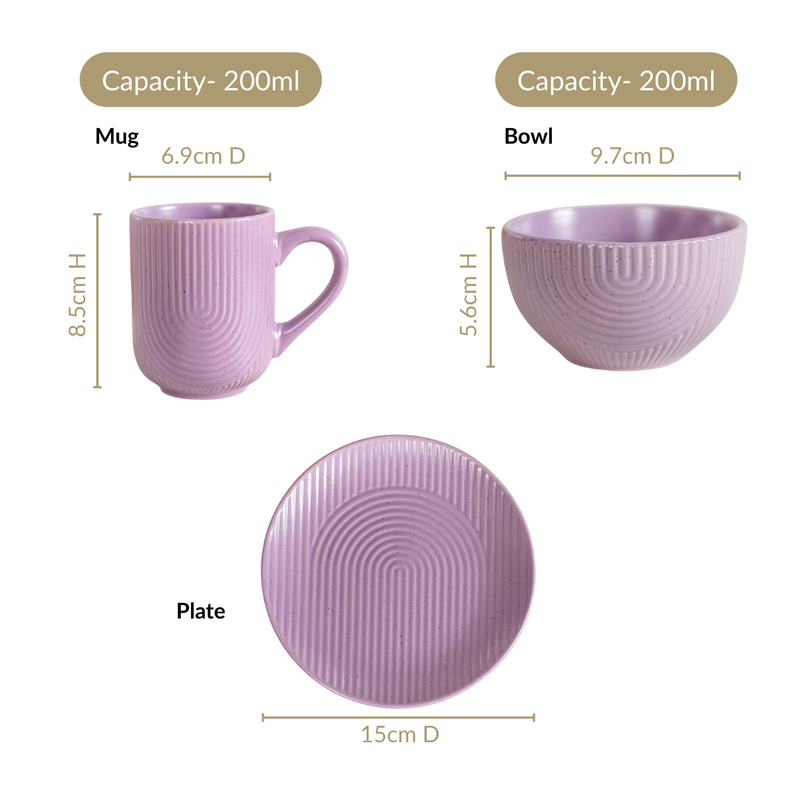 Nordic Ripple Ceramic Evening Snack Set Of 6