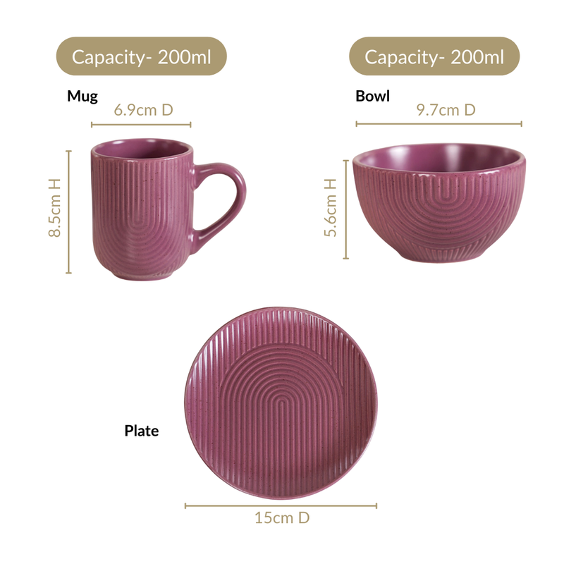 Nordic Ripple Ceramic Mug Bowl And Plate Set Of 6