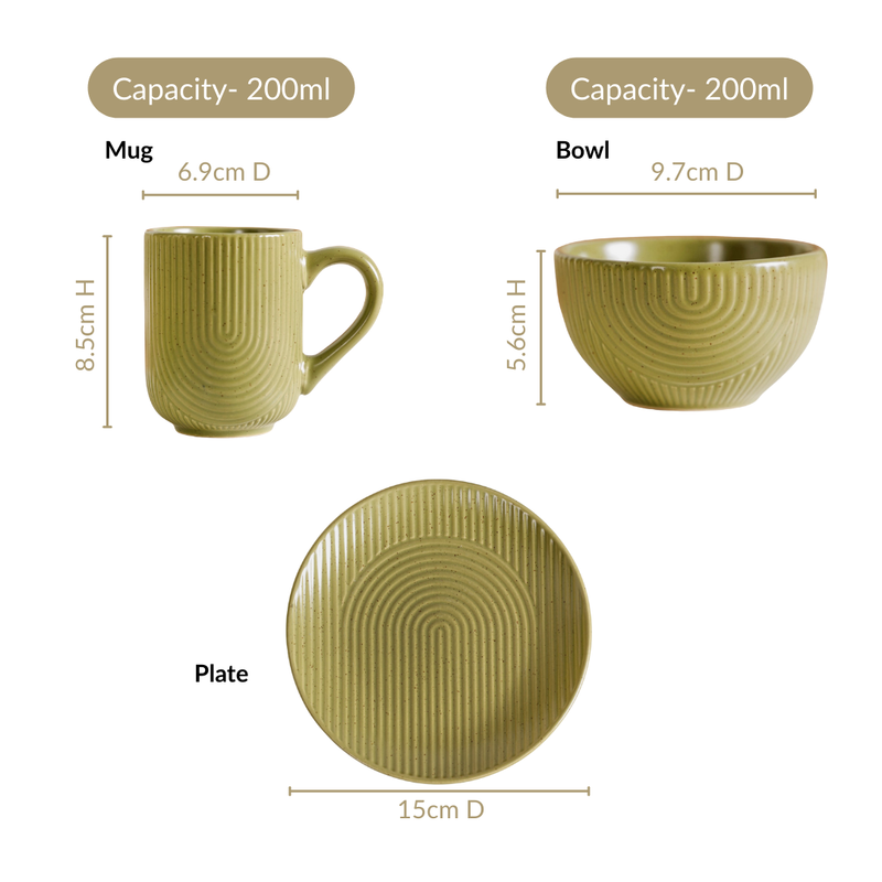 Nordic Ripple Ceramic Snack Set Of 6