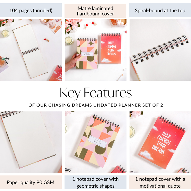 Chasing Dreams Undated Planner Set Of 2