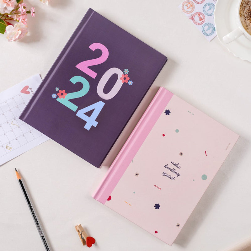 Doodles And Scribbles 2023 Hardbound Diary Set Of 2 8.2 X 5.9 Inch