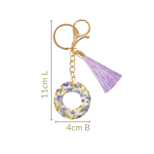 Ornate O Lavender Forget Me Not Keychain