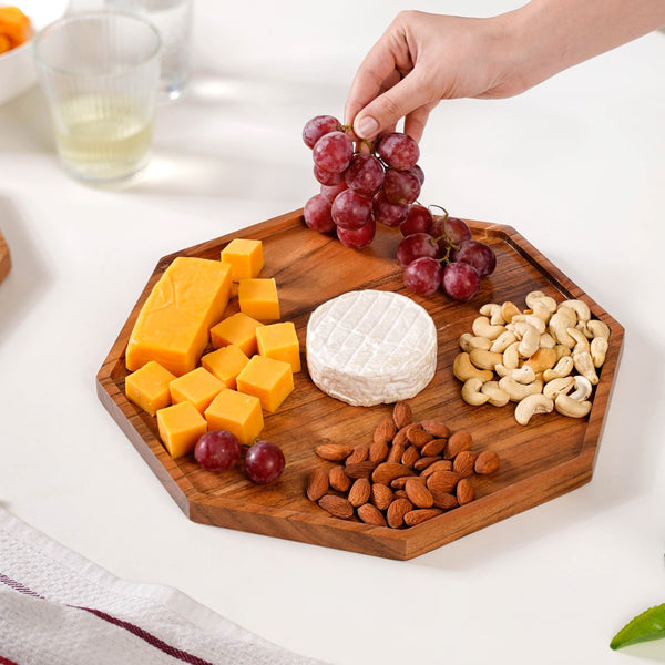 Octagon Wooden Snack Platter Large