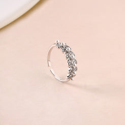 Whispering Olive Branch Pearl Silver Ring