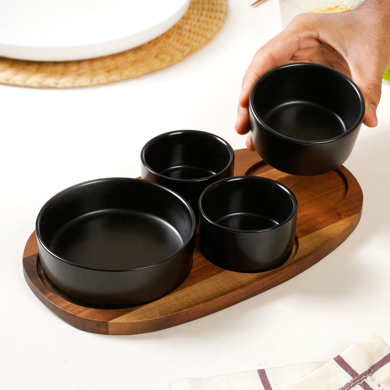 Matte Black Multi Bowl Serving Set Of 5