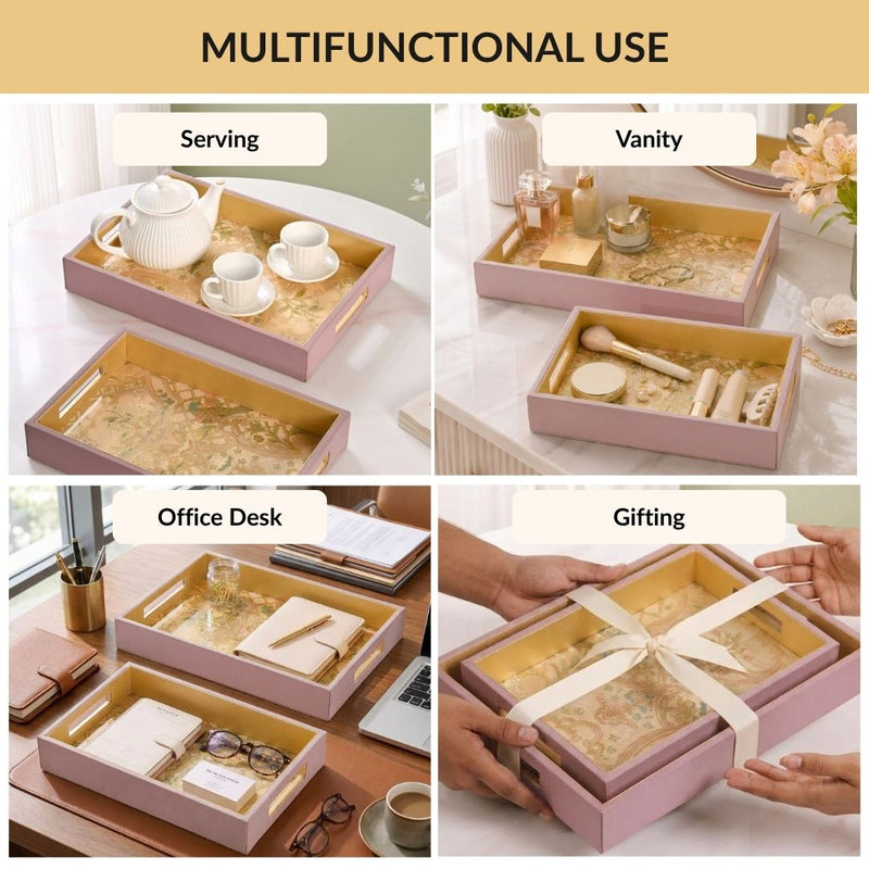 Opaline Garden Serving Tray Set Of 2