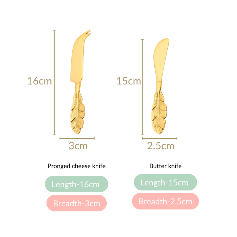 Luxury Gold Butter Knife And Cheese Knife Set Of 2