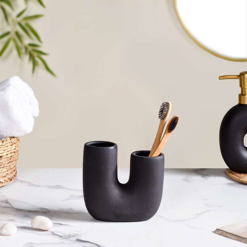 Modern Donut Ceramic Bath Set Of 2 Matte Black