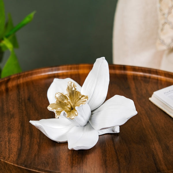 Orange Blossom Flower Showpiece White And Gold