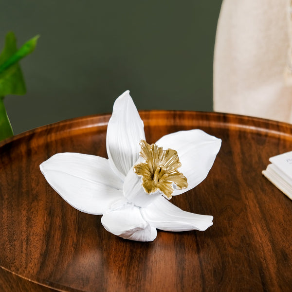 Orange Blossom Flower Showpiece White And Gold