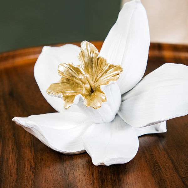 Orange Blossom Flower Showpiece White And Gold