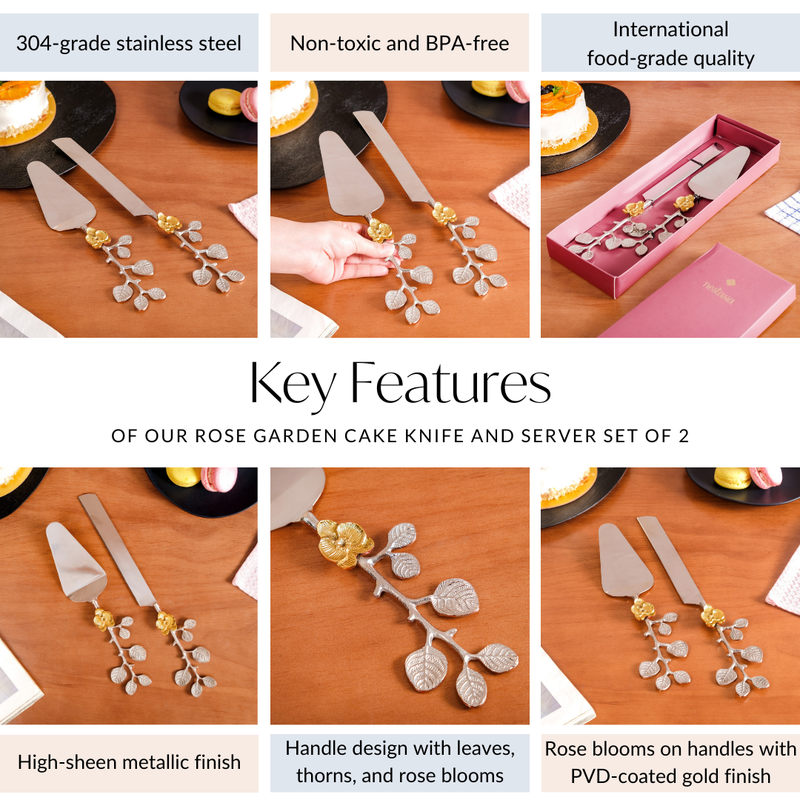 Rose Garden Cake Knife And Server Set Of 2