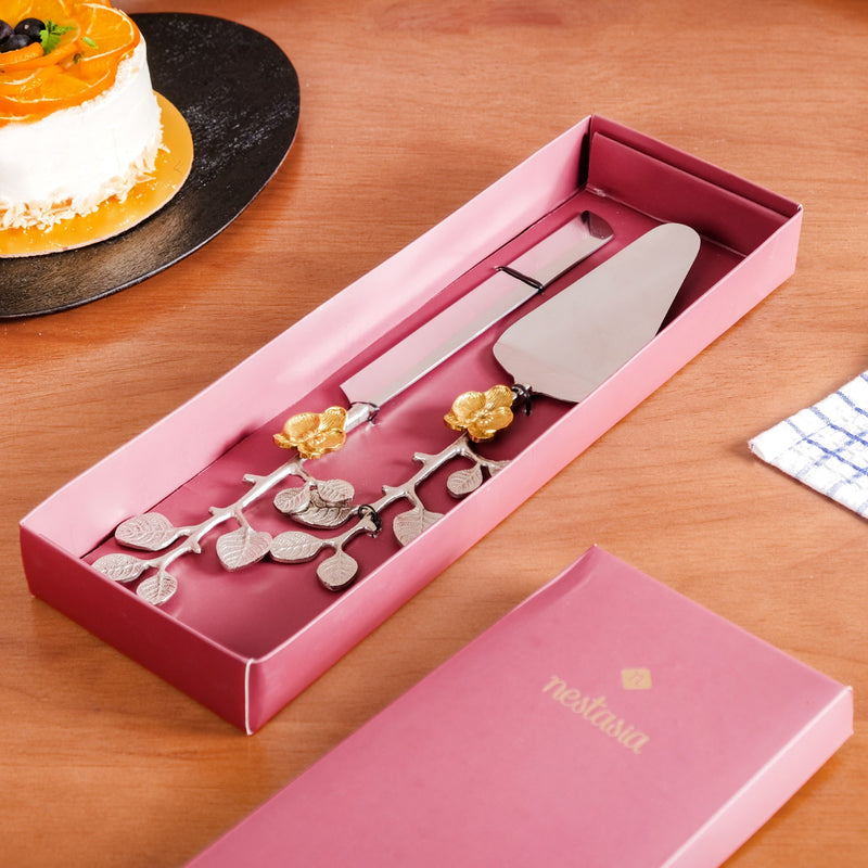 Rose Garden Cake Knife And Server Set Of 2