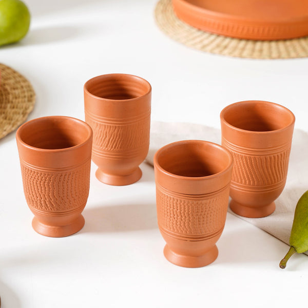 Glaze Free Terracotta Clay Tumblers Set Of 4 300ml