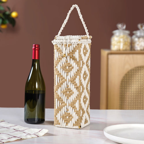 Organic Handwoven Bottle Holder Basket White