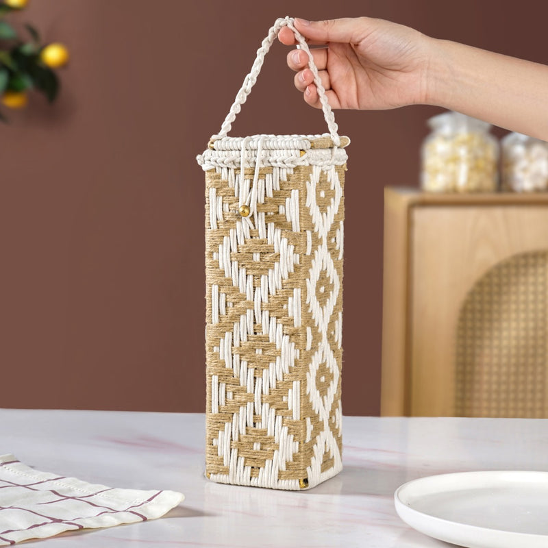 Organic Handwoven Bottle Holder Basket White