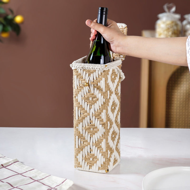 Organic Handwoven Bottle Holder Basket White