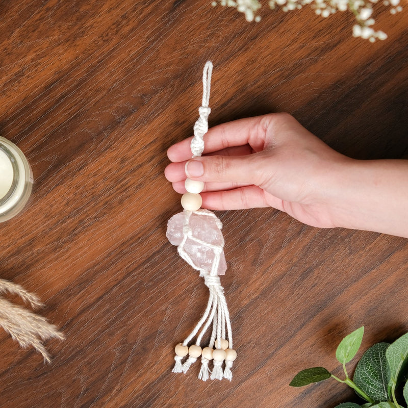 Pink Rock Salt Macrame Wall Hanging Set Of 2