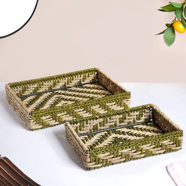 Organic Sabai Storage Organisers Set Of 2 Green