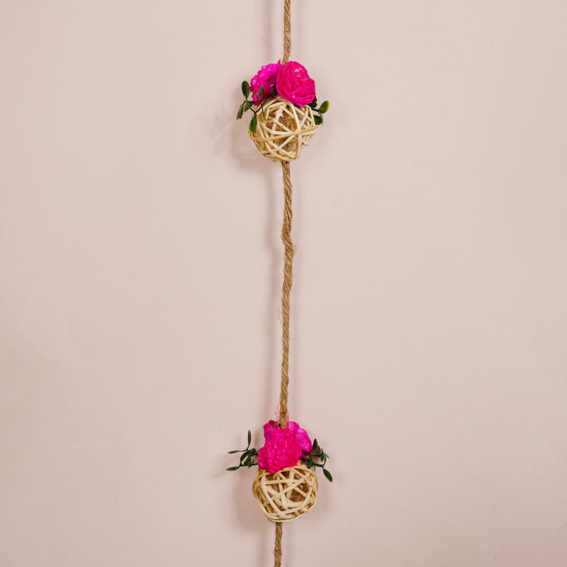 Vibrant Pink Floral Wall Hangings Set Of 15