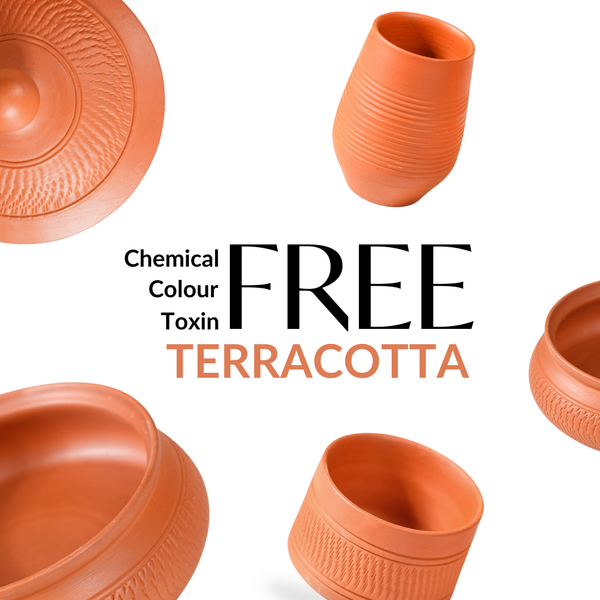 Set Of 2 Engraved Terracotta Serving Bowls With Lid 1400ml