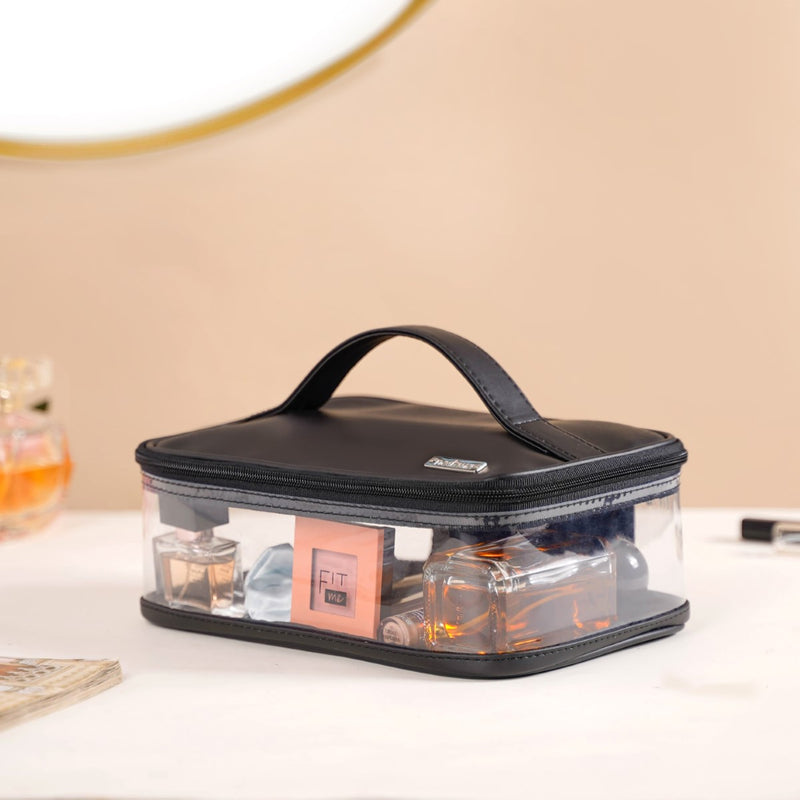 Vegan Leather Makeup Organizer Black