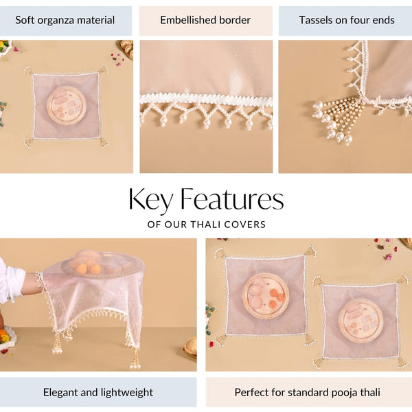Pastel Pink Tray Cover With Tassels Set Of 2