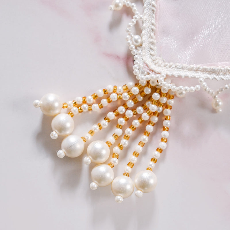 Organza Pink Shagun Thali Cover With Tassels Set Of 2