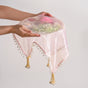 Organza Pink Shagun Thali Cover With Tassels Set Of 2